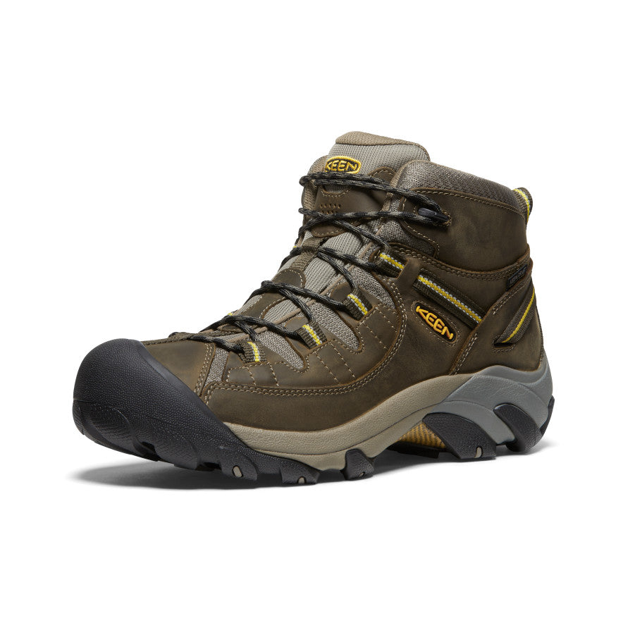 Men's Targhee II Mid Waterproof Hiking Boots Black Olive/Yellow | Keen Discount