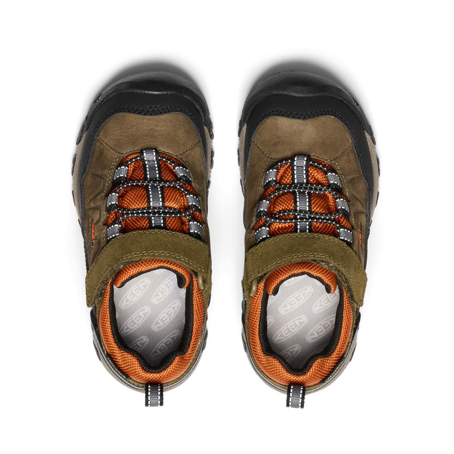 Little Kids' Targhee IV Waterproof Hiking Shoe Dark Olive/Gold Flame | Kenn On Sale