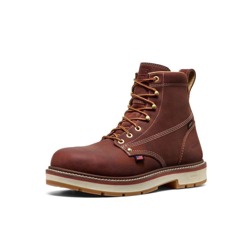 Men's Liberty 6" Waterproof 90° Heel Boot (Soft Toe) Bombay Brown/Gum / Keen For sale
