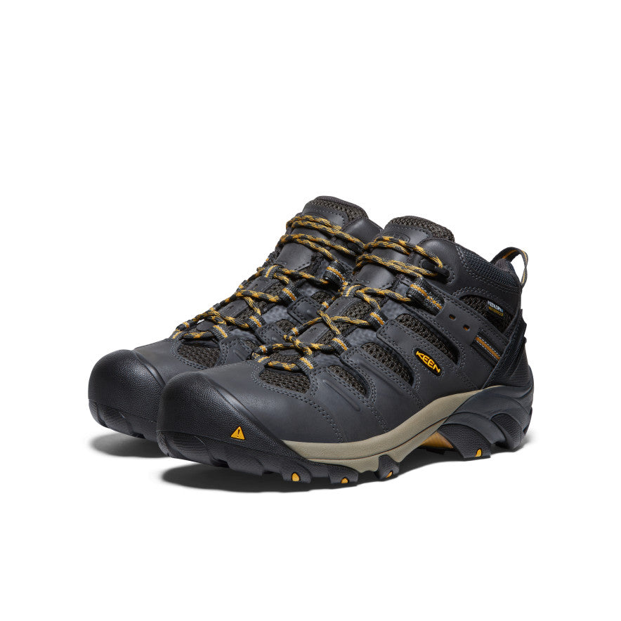 Men's Lansing Mid Waterproof (Steel Toe) Raven/Tawny Olive | Keen Outlet