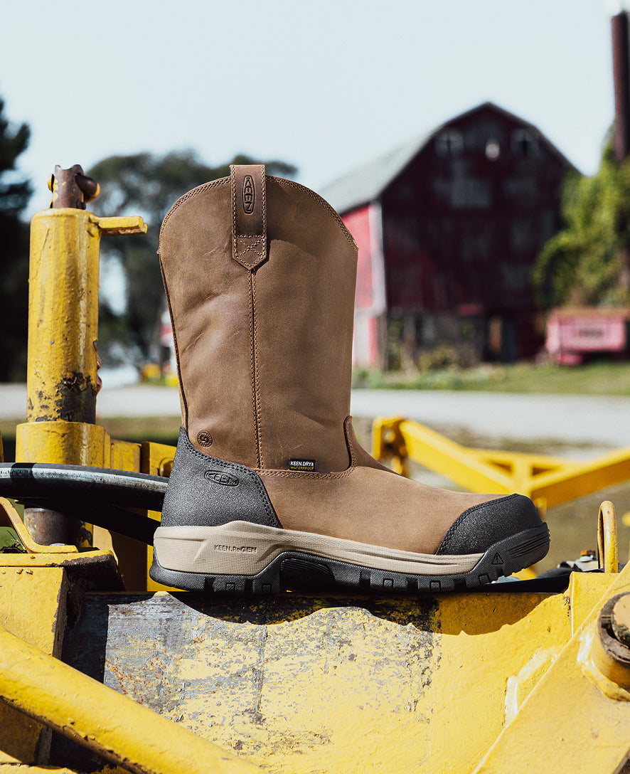 Men's Evanston Pull-On Waterproof Boot (Carbon Toe) Bison/Black | Keen Discount