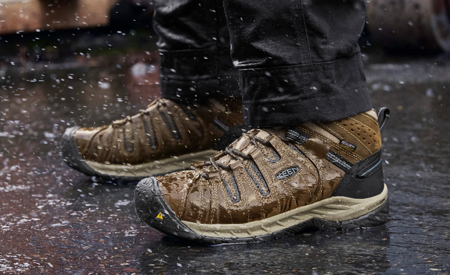 Men's Flint II Waterproof Boot (Steel Toe) Cascade Brown/Orion Blue / Keen Sale