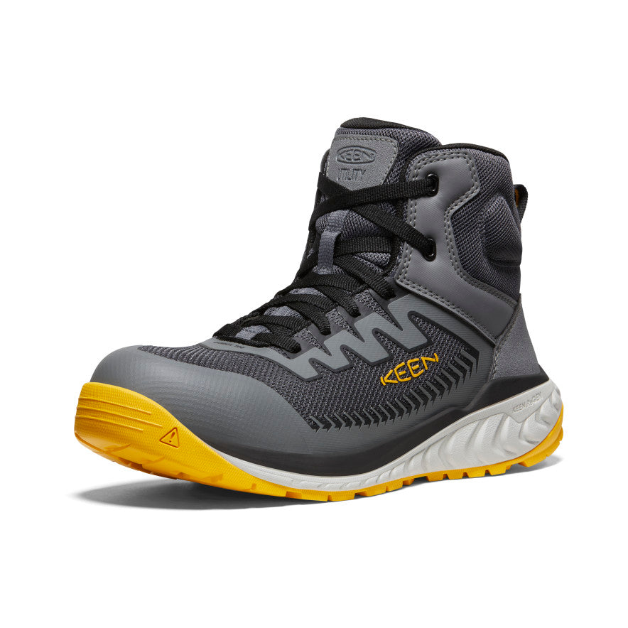 Men's Arvada Mid Work Sneaker (Carbon Toe) Black/Keen Yellow | Keen Discount