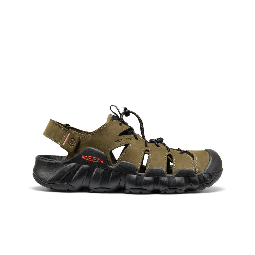Men's Hyperport Fisherman Leather Sandal Dark Olive/Black | Keen Discount