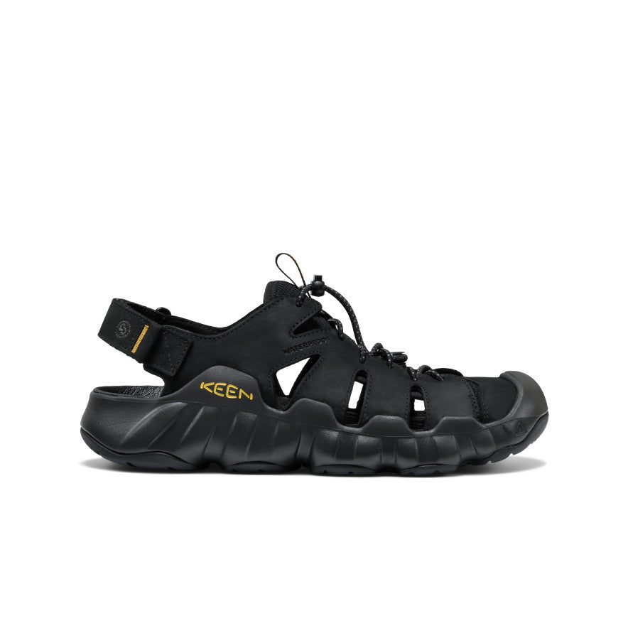 Men's Hyperport Fisherman Leather Sandal Black/Keen Yellow | Keen Outlet