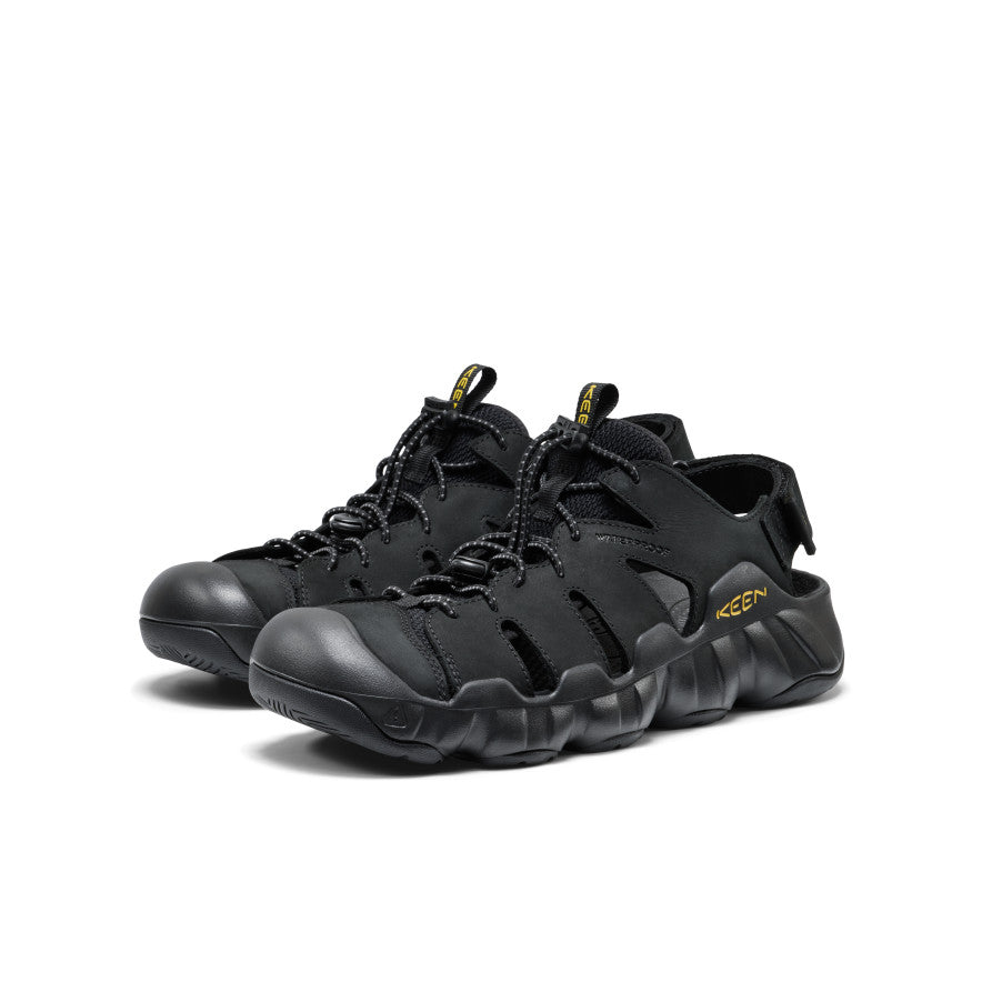 Men's Hyperport Fisherman Leather Sandal Black/Keen Yellow | Keen Outlet