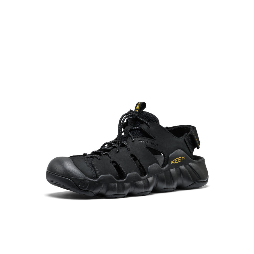 Men's Hyperport Fisherman Leather Sandal Black/Keen Yellow | Keen Outlet