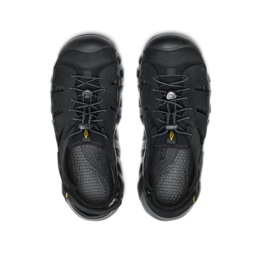 Men's Hyperport Fisherman Leather Sandal Black/Keen Yellow | Keen Outlet