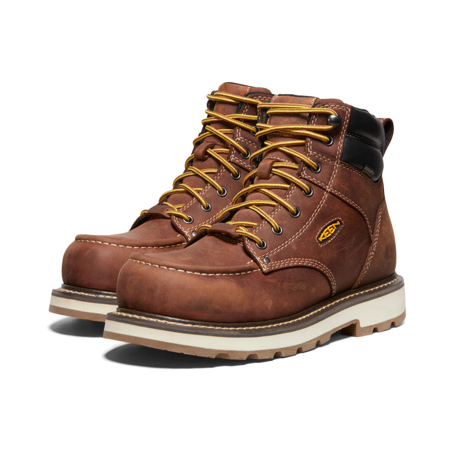 Men's Cincinnati 6" Waterproof 90° Heel Boot (Carbon Toe) Tuscan Red/Sandshell | Kenn On Sale