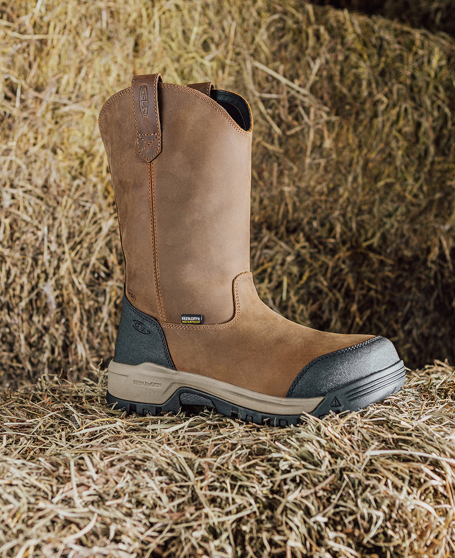 Women's Evanston Pull-On Waterproof Boot (Carbon Toe) Bison/Black / Keen Online