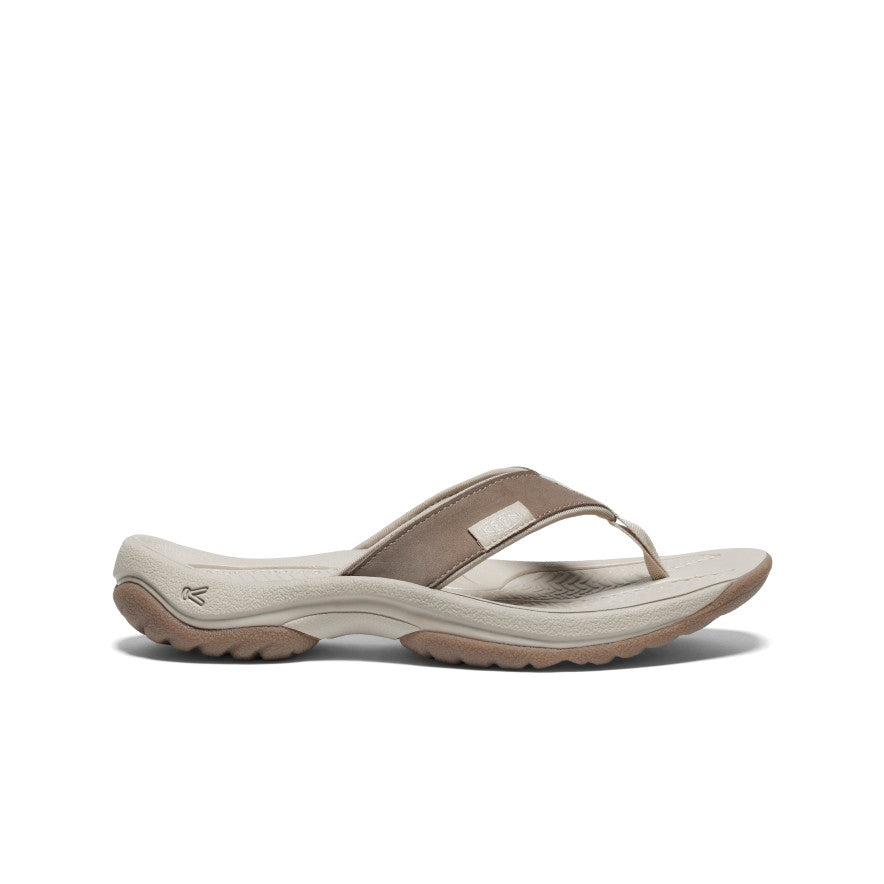 Women's Kona Leather Flip-Flop Brindle/Silver Birch | Kenn On Sale