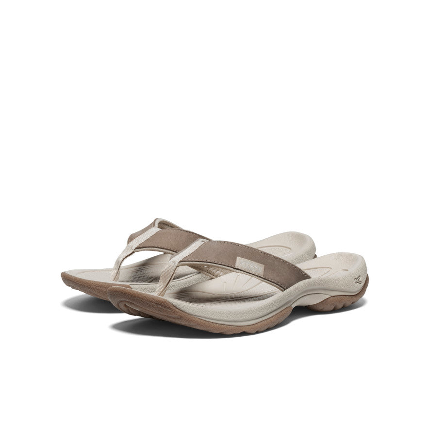 Women's Kona Leather Flip-Flop Brindle/Silver Birch | Kenn On Sale