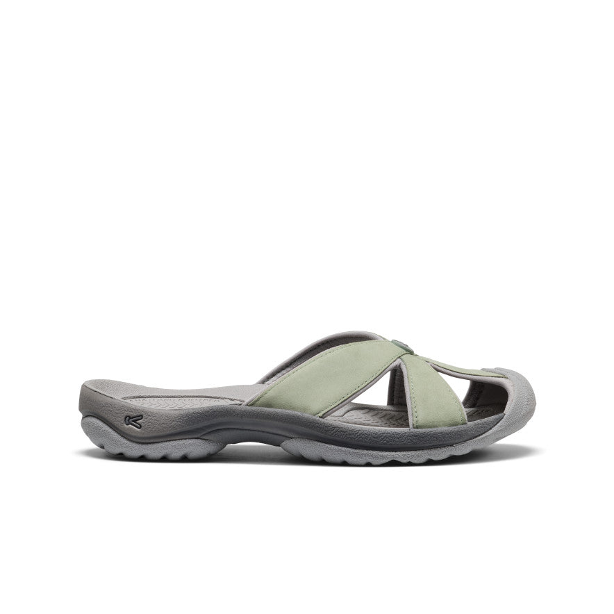 Women's Bali Leather Slide Sandal Lily Pad/Steel Grey | Keen Outlet
