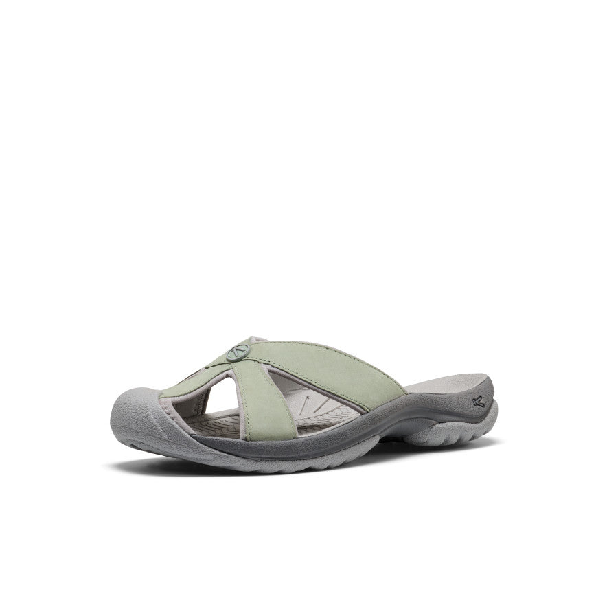 Women's Bali Leather Slide Sandal Lily Pad/Steel Grey | Keen Outlet