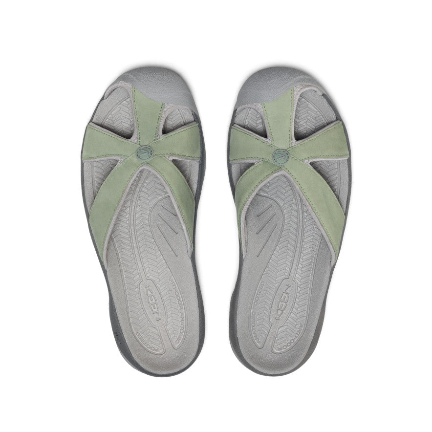 Women's Bali Leather Slide Sandal Lily Pad/Steel Grey | Keen Outlet