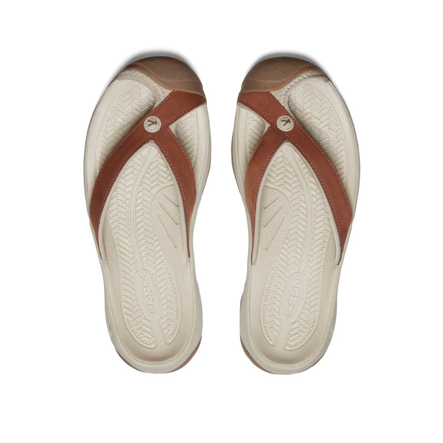 Women's Waimea Leather Flip-Flop Sorrel Horse/Plaza Taupe | Kenn On Sale